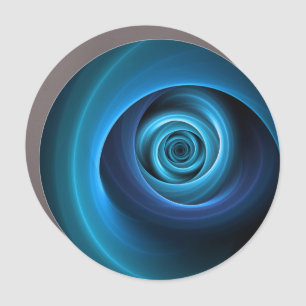 3D Spiral Blue Colors Modern Abstract Fractal Art Car Magnet