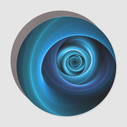 3D Spiral Blue Colors Modern Abstract Fractal Art Car Magnet