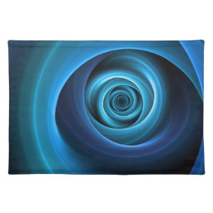 3D Spiral Blue Colors Modern Abstract Fractal Art Cloth Placemat