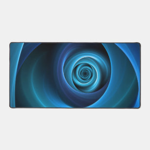 3D Spiral Blue Colors Modern Abstract Fractal Art Desk Mat