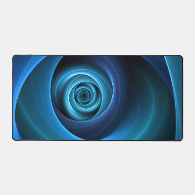 3D Spiral Blue Colors Modern Abstract Fractal Art Desk Mat (Front)