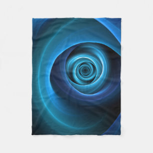 3D Spiral Blue Colors Modern Abstract Fractal Art Fleece Blanket