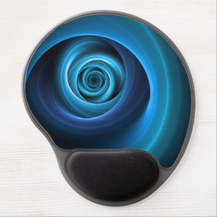 3D Spiral Blue Colors Modern Abstract Fractal Art Gel Mouse Pad