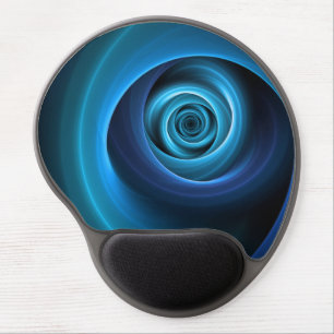 3D Spiral Blue Colors Modern Abstract Fractal Art Gel Mouse Pad