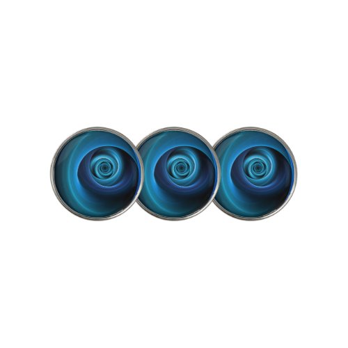 3D Spiral Blue Colors Modern Abstract Fractal Art Golf Ball Marker