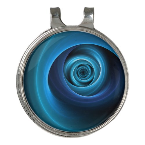 3D Spiral Blue Colors Modern Abstract Fractal Art Golf Hat Clip