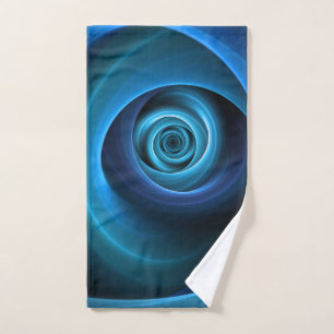 3D Spiral Blue Colors Modern Abstract Fractal Art Hand Towel