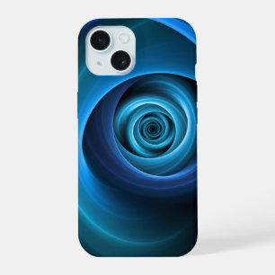 3D Spiral Blue Colors Modern Abstract Fractal Art iPhone 15 Case