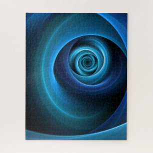 3D Spiral Blue Colors Modern Abstract Fractal Art Jigsaw Puzzle