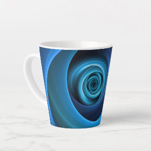 3D Spiral Blue Colors Modern Abstract Fractal Art Latte Mug