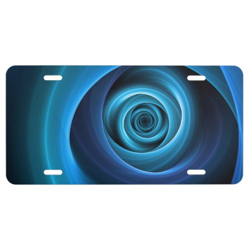 3D Spiral Blue Colors Modern Abstract Fractal Art License Plate