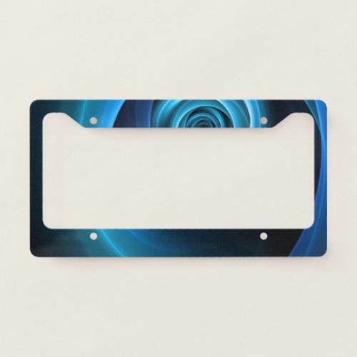 3D Spiral Blue Colors Modern Abstract Fractal Art License Plate Frame