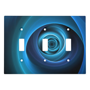 3D Spiral Blue Colors Modern Abstract Fractal Art Light Switch Cover