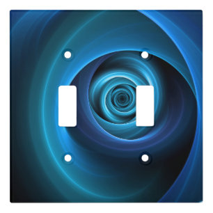 3D Spiral Blue Colors Modern Abstract Fractal Art Light Switch Cover