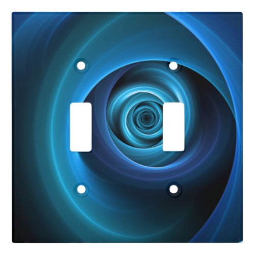 3D Spiral Blue Colors Modern Abstract Fractal Art Light Switch Cover