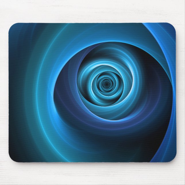 3D Spiral Blue Colors Modern Abstract Fractal Art Mouse Pad (Front)