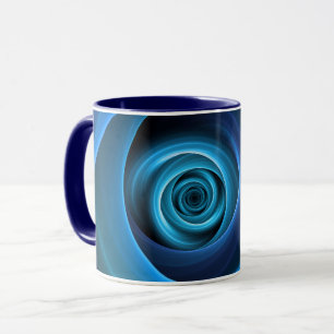 3D Spiral Blue Colors Modern Abstract Fractal Art Mug