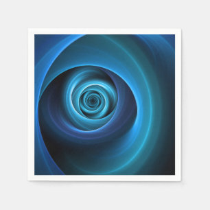 3D Spiral Blue Colors Modern Abstract Fractal Art Napkins