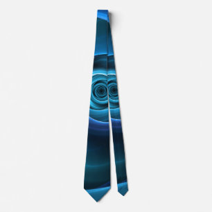 3D Spiral Blue Colors Modern Abstract Fractal Art Neck Tie