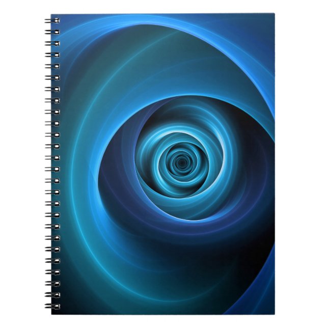3D Spiral Blue Colors Modern Abstract Fractal Art Notebook (Front)