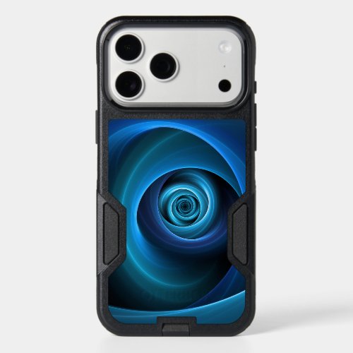 3D Spiral Blue Colors Modern Abstract Fractal Art iPhone 17 Pro Max Case