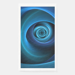 3D Spiral Blue Colors Modern Abstract Fractal Art Paper Guest Towels