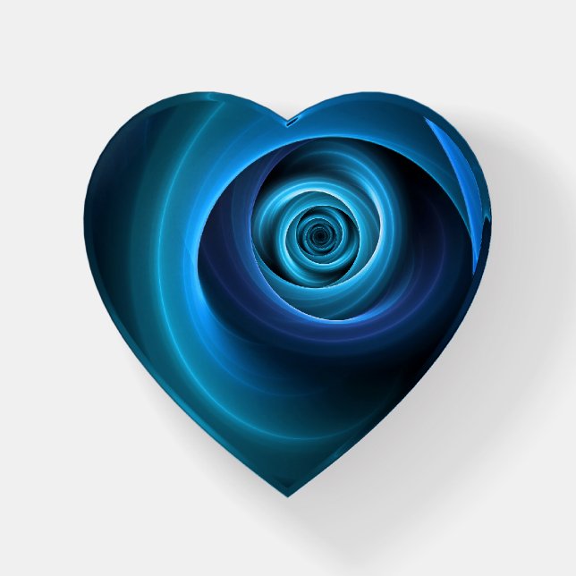 3D Spiral Blue Colors Modern Abstract Fractal Art Paperweight (Front)
