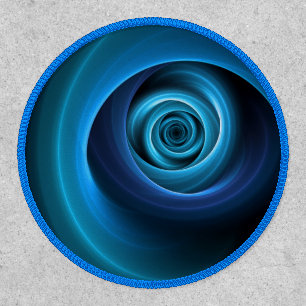 3D Spiral Blue Colors Modern Abstract Fractal Art Patch