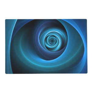 3D Spiral Blue Colors Modern Abstract Fractal Art Placemat