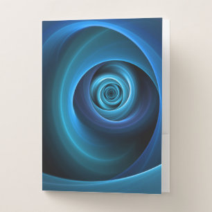 3D Spiral Blue Colors Modern Abstract Fractal Art Pocket Folder