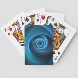 3D Spiral Blue Colors Modern Abstract Fractal Art Poker Cards