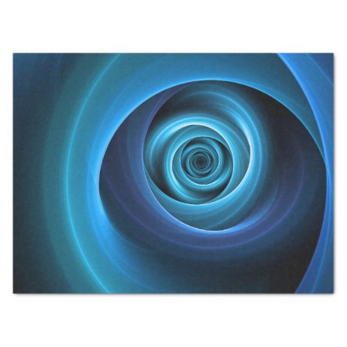 3D Spiral Blue Colors Modern Abstract Fractal Art Tissue Paper