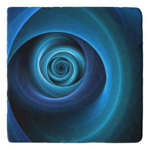 3D Spiral Blue Colors Modern Abstract Fractal Art Trivet