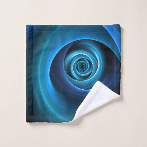 3D Spiral Blue Colors Modern Abstract Fractal Art Wash Cloth
