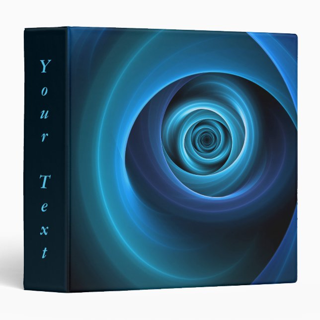 3D Spiral Blue Colors Modern Abstract Fractal Text 3 Ring Binder (Front/Spine)