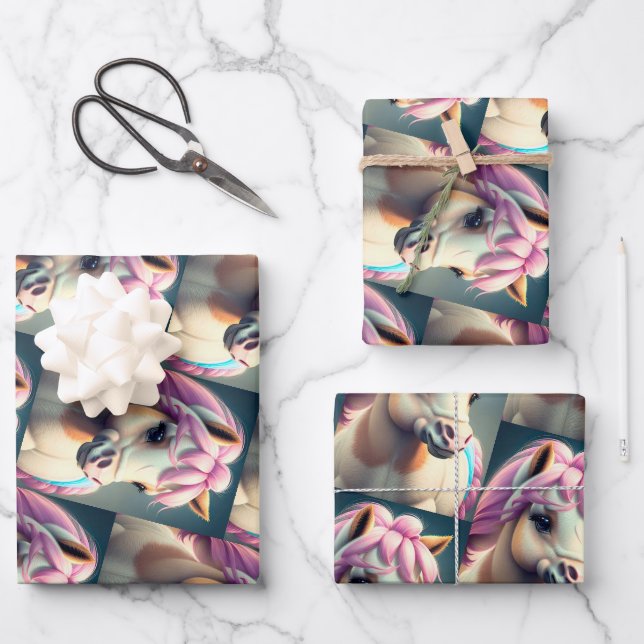 3D Spirit Pony 1 Wrapping Paper Sheets (Front)