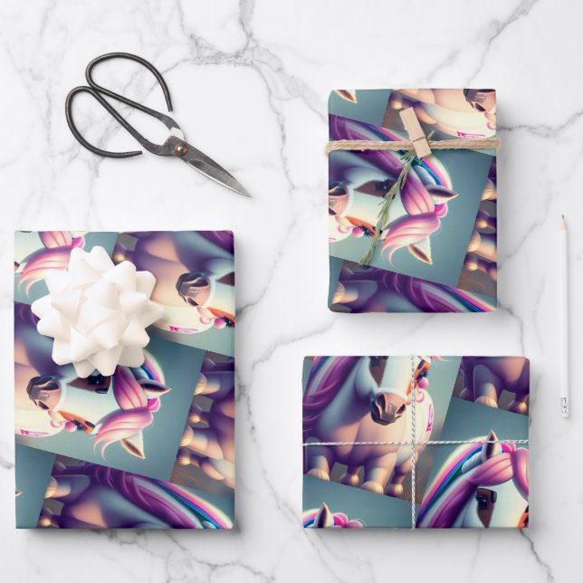 3D Spirit Pony 2 Wrapping Paper Sheets (Front)