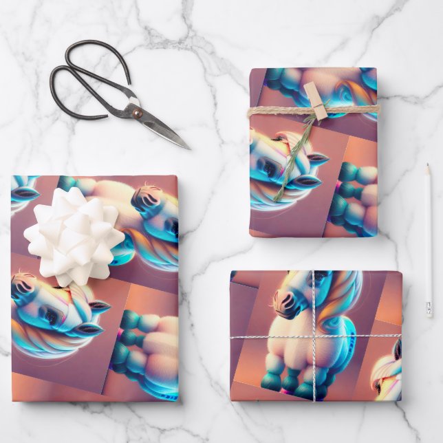 3D Spirit Pony 3 Wrapping Paper Sheets (Front)