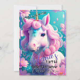 3D Spirit Pony 40 Birthday Invitation