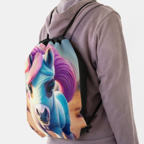 3D Spirit Pony 4 Drawstring Bag