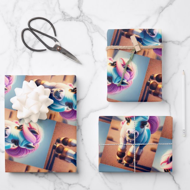 3D Spirit Pony 4 Wrapping Paper Sheets (Front)