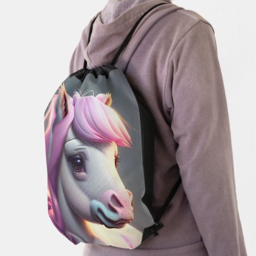 3D Spirit Pony 5 Drawstring Bag