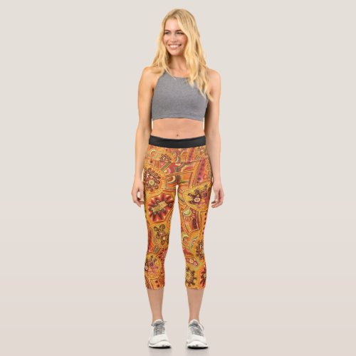 3d Sports Pattern With Black strip  Capri Leggings