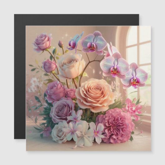 3D Spring Flowers Greeting Card with Roses (Front/Back)