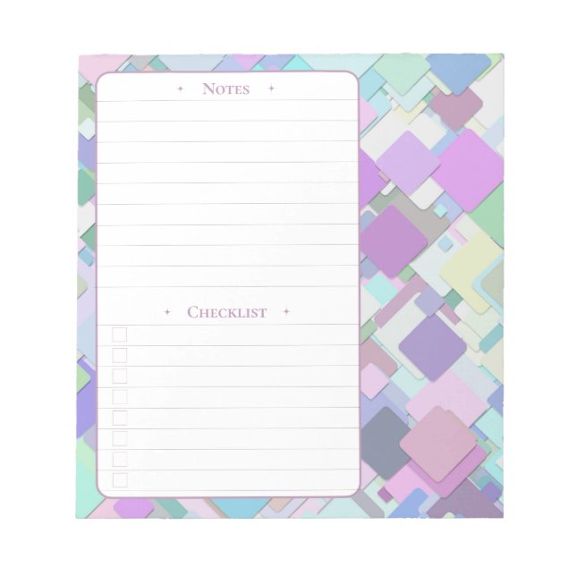 3D Squares | Daily Notes and Checklist Notepad (Front)
