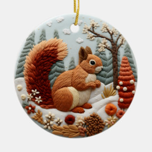 3D Squirrel Chirstmas Animal Ceramic Ornament