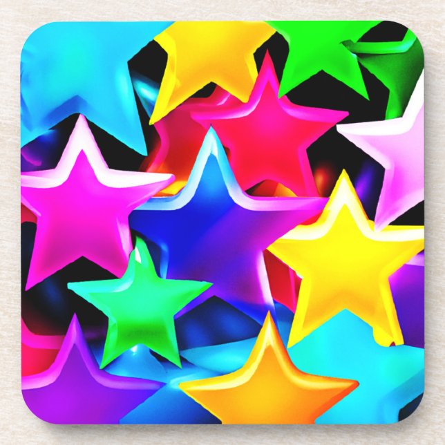 3D Starry Rainbow Pattern Beverage Coaster (Front)