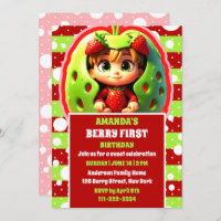 3D Strawberry Berry First Birthday Party 