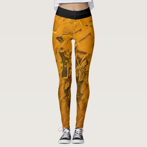 3d Stunning Sports Pattern Golden color  Leggings