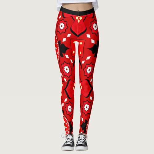 3d Stunning Tribal pattern in Amazing Red color  Leggings